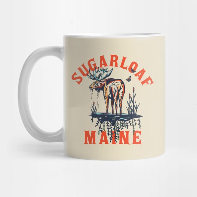 Sugarloaf, Maine. Cool Vintage Ski Resort Art Design With A Moose by The Whiskey Ginger